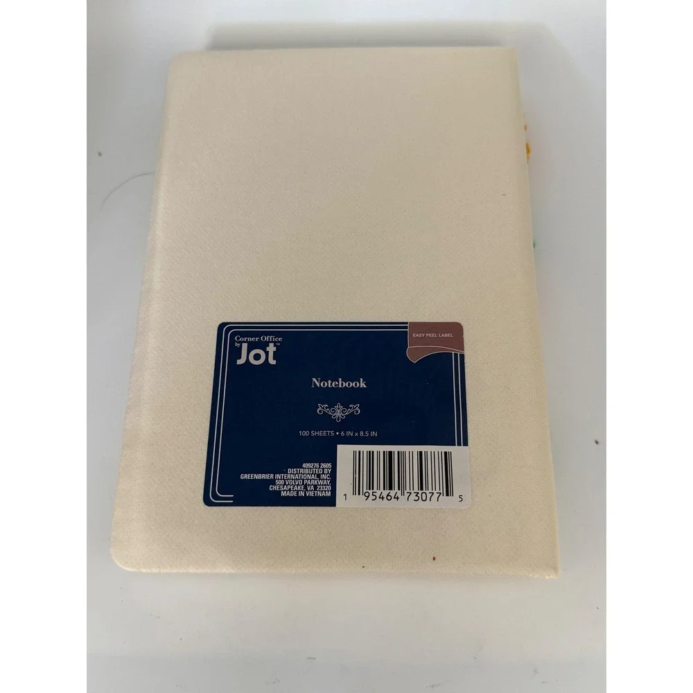 Corner Office by Jot Tufted Floral Embroidery Crewel Lined Notebook 6x8.5 Boho